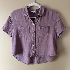 Madewell Mauve Linen Blend Button-Down Shirt